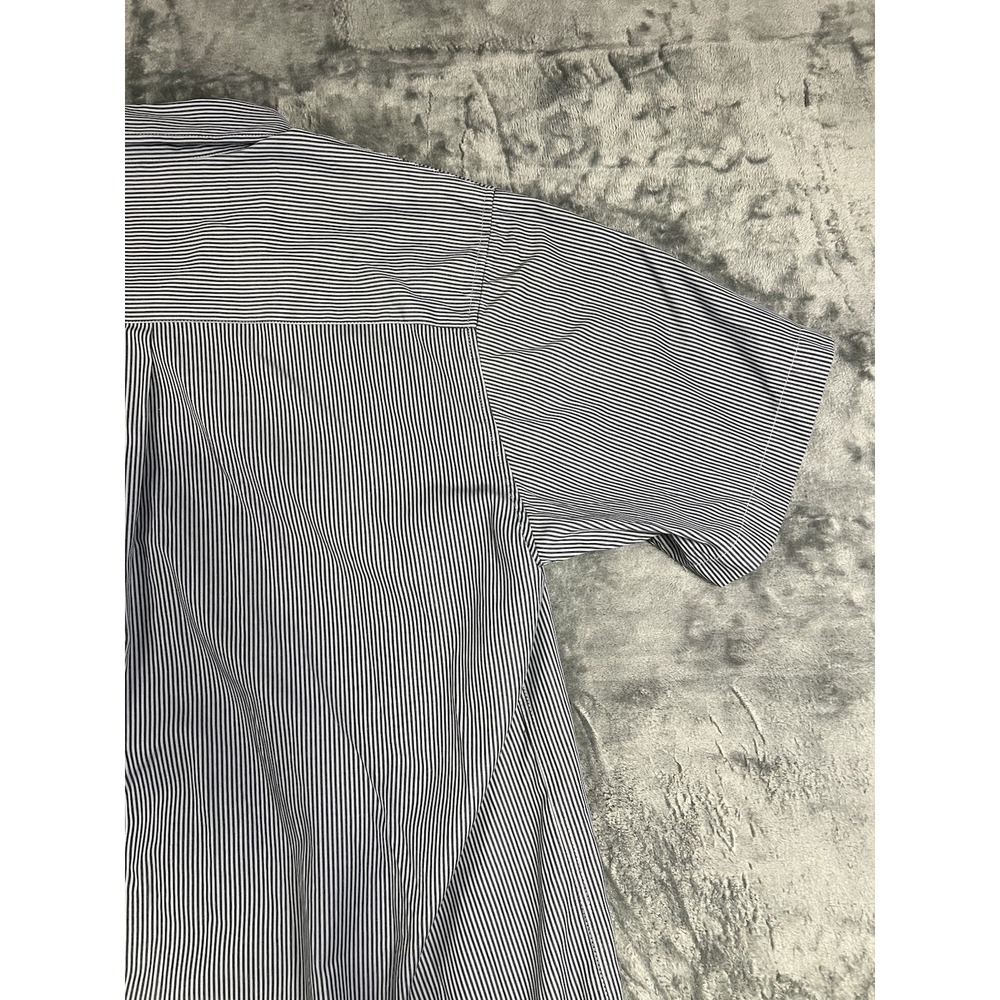 Dixxon Men's 3XL Blue/White Striped Short Sleeve Cotton Canvas Button-Up Shirt - Picture 11 of 14